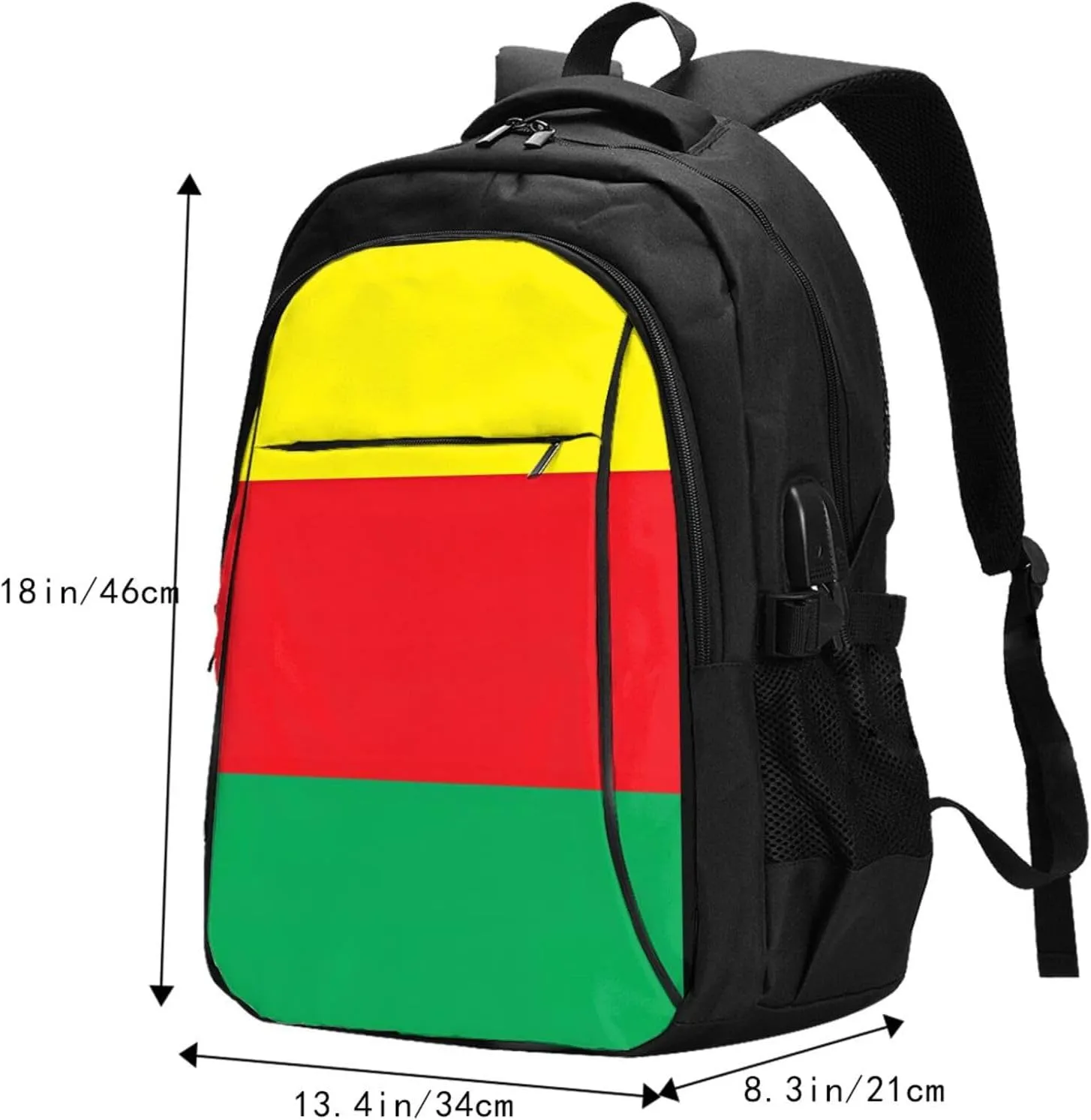 Kurdistan Flag Travel Backpacks Casual Backpack Large Capacity Laptop Rucksack Luggage Daypacks with USB Charging Port Multi-Pockets Bags for Hiking