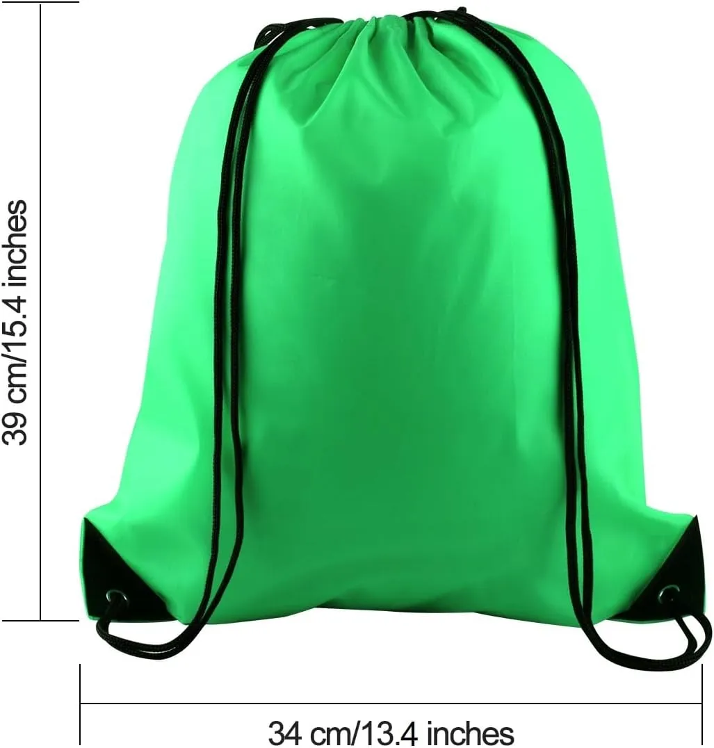 KUUQA 20Pcs Drawstring Backpack Bag Bulk Green Drawstring Bags String Backpack Sport Gym Sack Bags Foldable Storage Bag for Women Men Shopping Gym Travel Sports