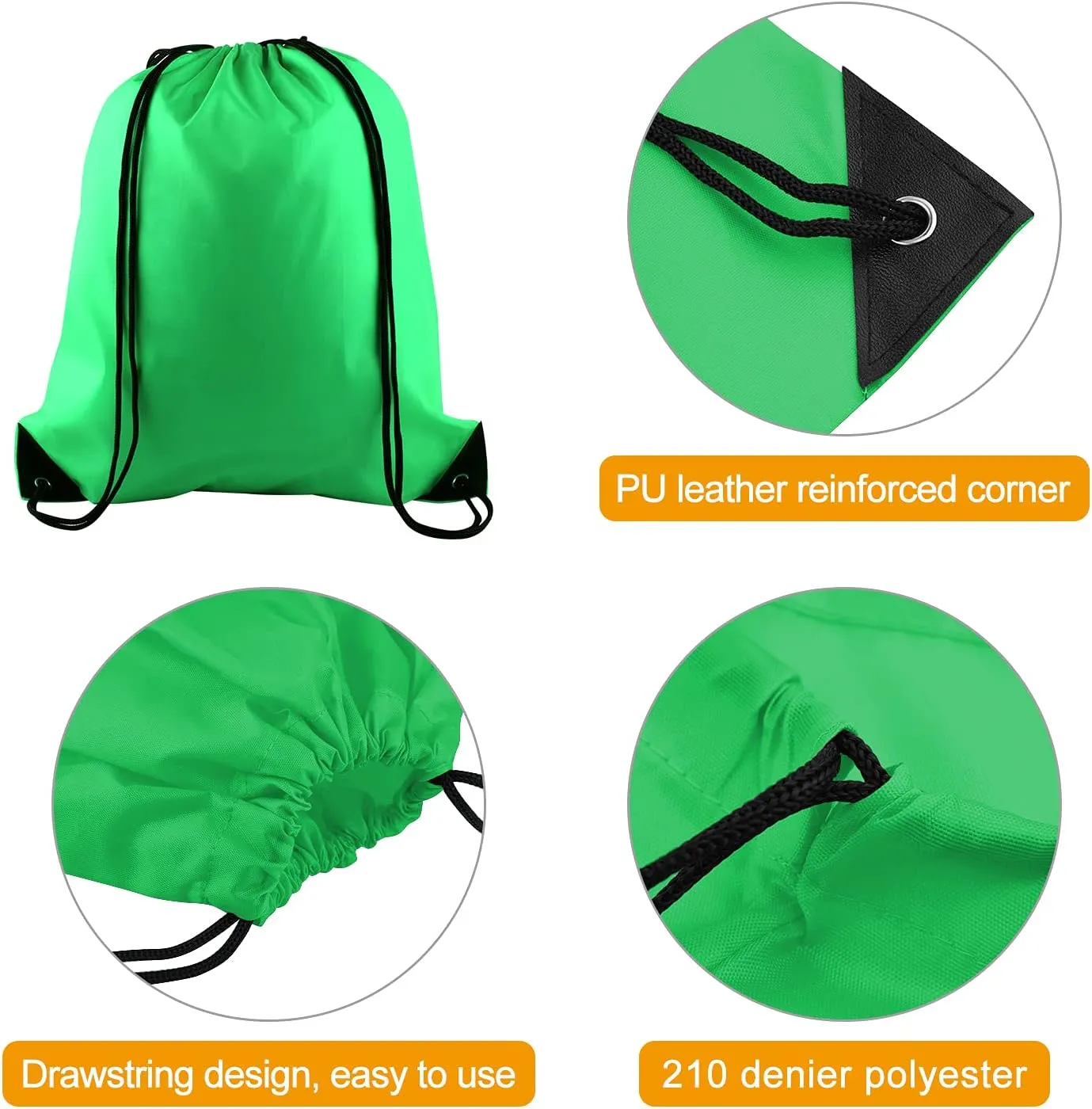 KUUQA 20Pcs Drawstring Backpack Bag Bulk Green Drawstring Bags String Backpack Sport Gym Sack Bags Foldable Storage Bag for Women Men Shopping Gym Travel Sports