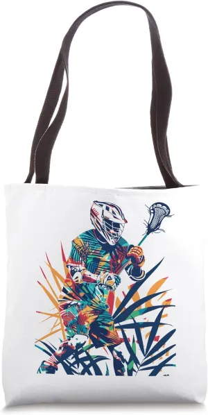 Lacrosse Player Comic Look Tote Bag