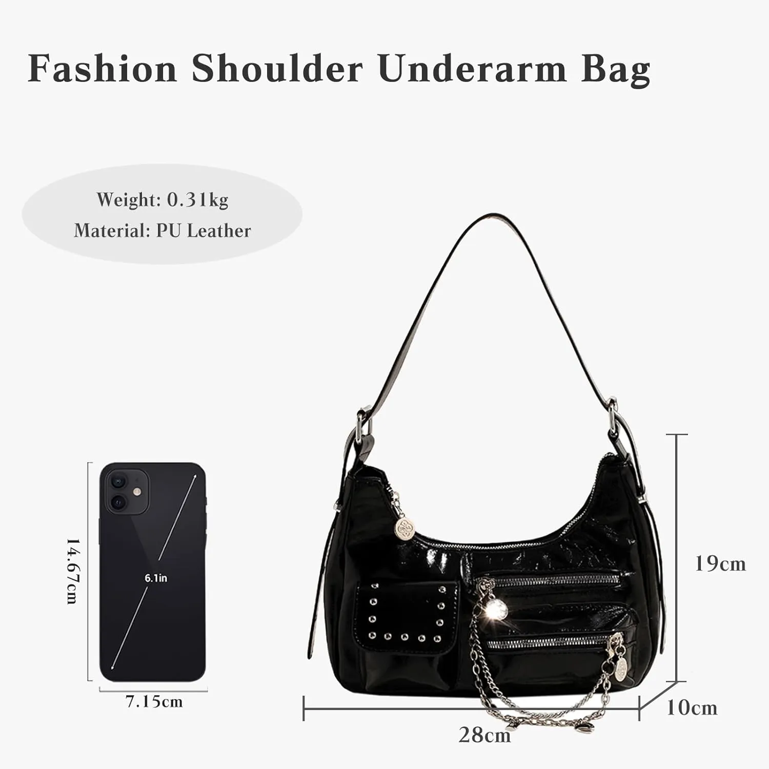 Ladies Fashion Handbag - Soft PU Leather Crossbody, Top-handle, Messenger, Medium Hobo Bag