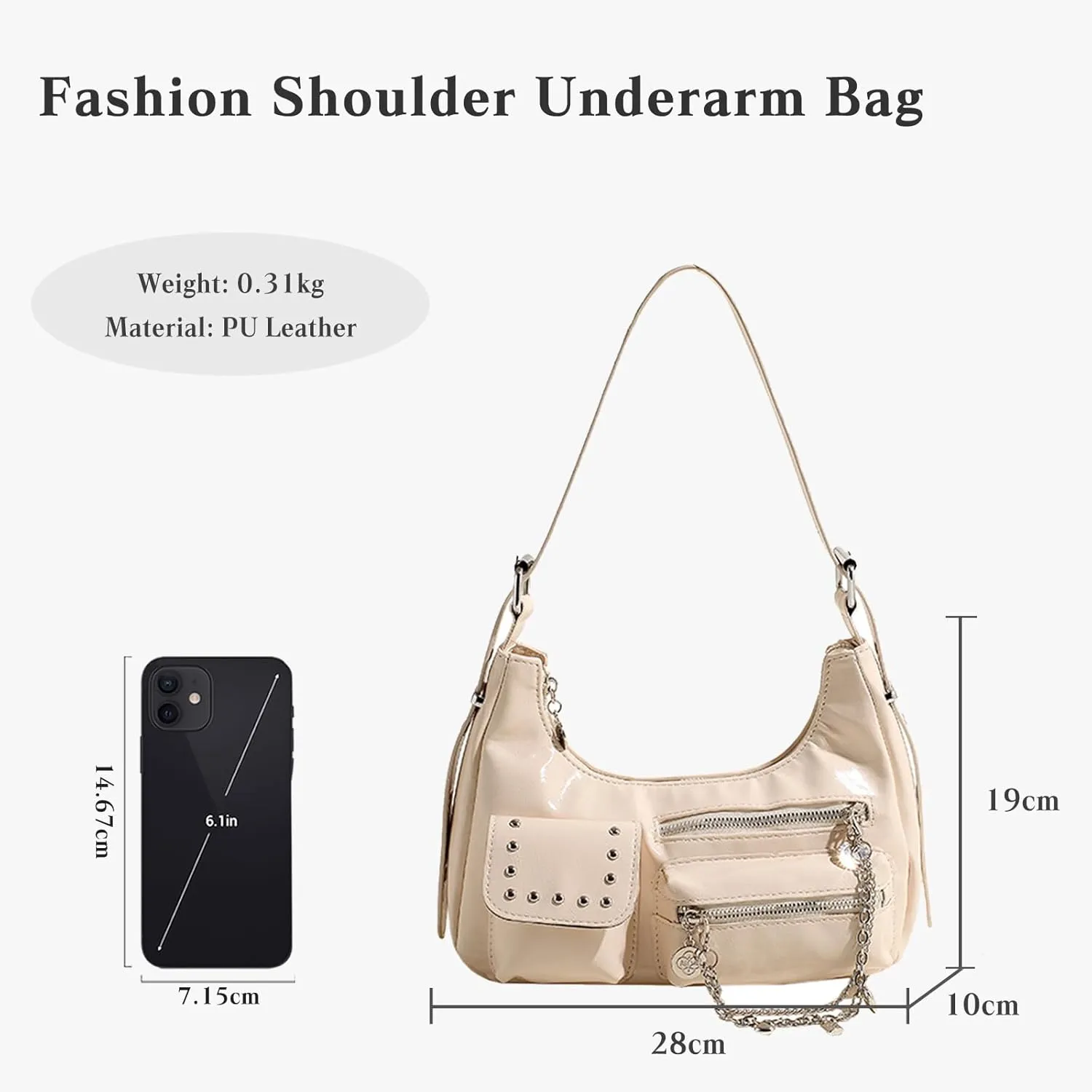 Ladies Fashion Handbag - Soft PU Leather Crossbody, Top-handle, Messenger, Medium Hobo Bag
