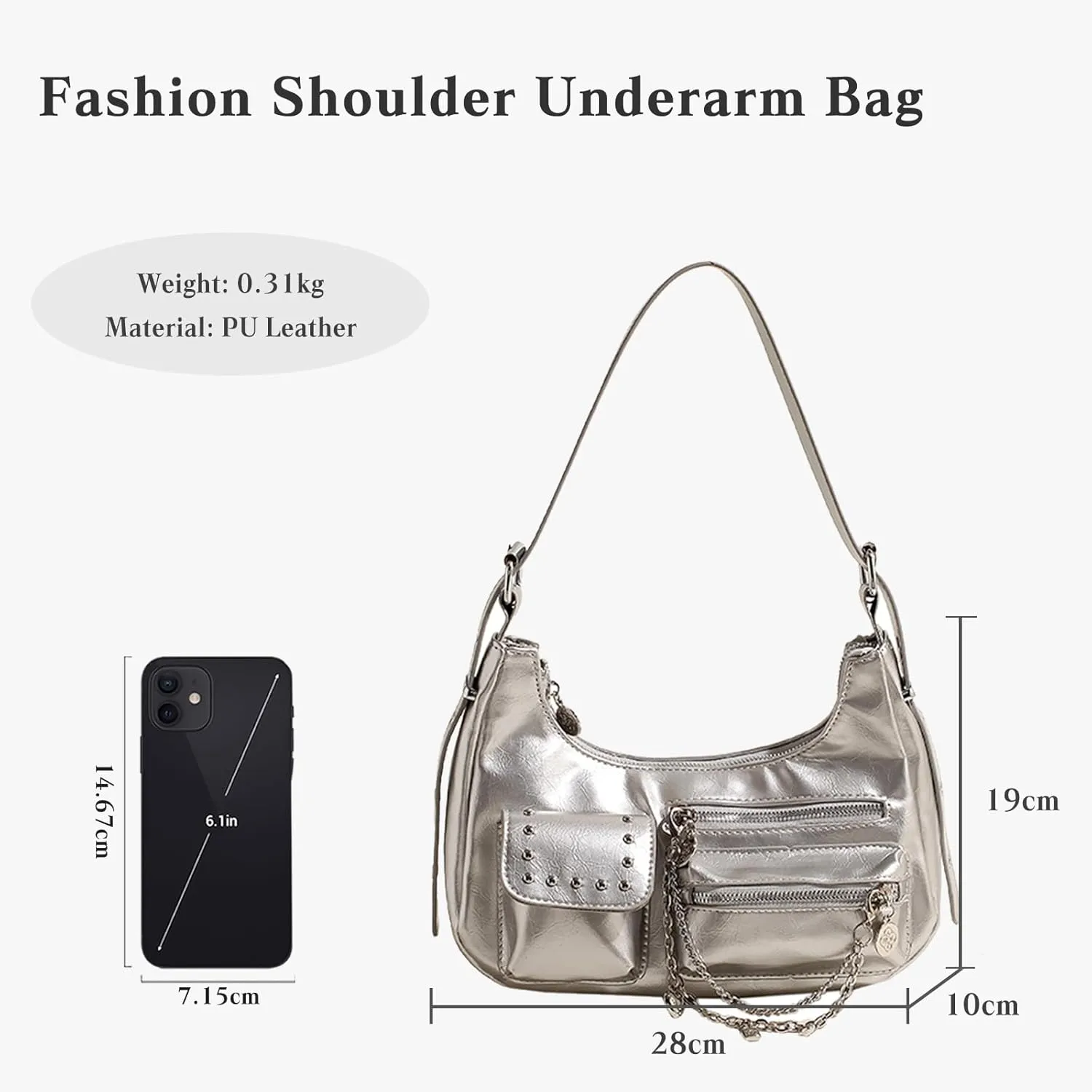 Ladies Fashion Handbag - Soft PU Leather Crossbody, Top-handle, Messenger, Medium Hobo Bag