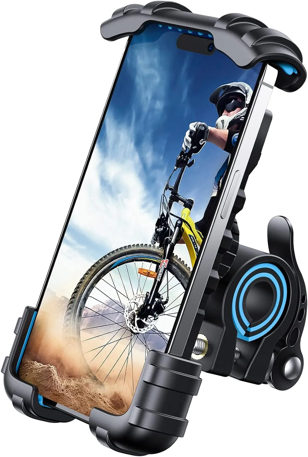 Lamicall Bike Phone Holder, Motorcycle Phone Mount - Motorcycle Handlebar Cell Phone Clamp, Scooter Phone Clip for iPhone 14 Plus/Pro Max, 13 Pro Max, S9, S10 and More 4.7" - 6.8" Smartphones, Blue