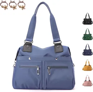 Langrents Nylon Waterproof Tote Bag, Large Capacity Waterproof Multi Pocket Shoulder Bag, Langrents Nylon Tote Bag
