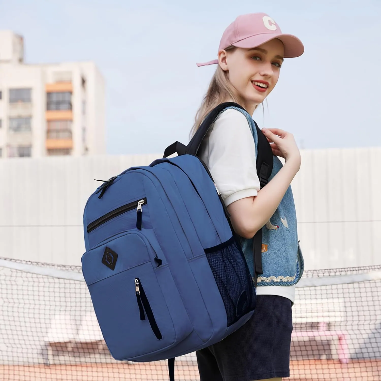 Laptop Backpack 17 inch for Women Men Large College Bookbags Waterpoof Work Business Travel Backpacks Kids School Bag for Girls Boys Students Teens Elementary Schoolbag Casual Daypack Sport -Blue