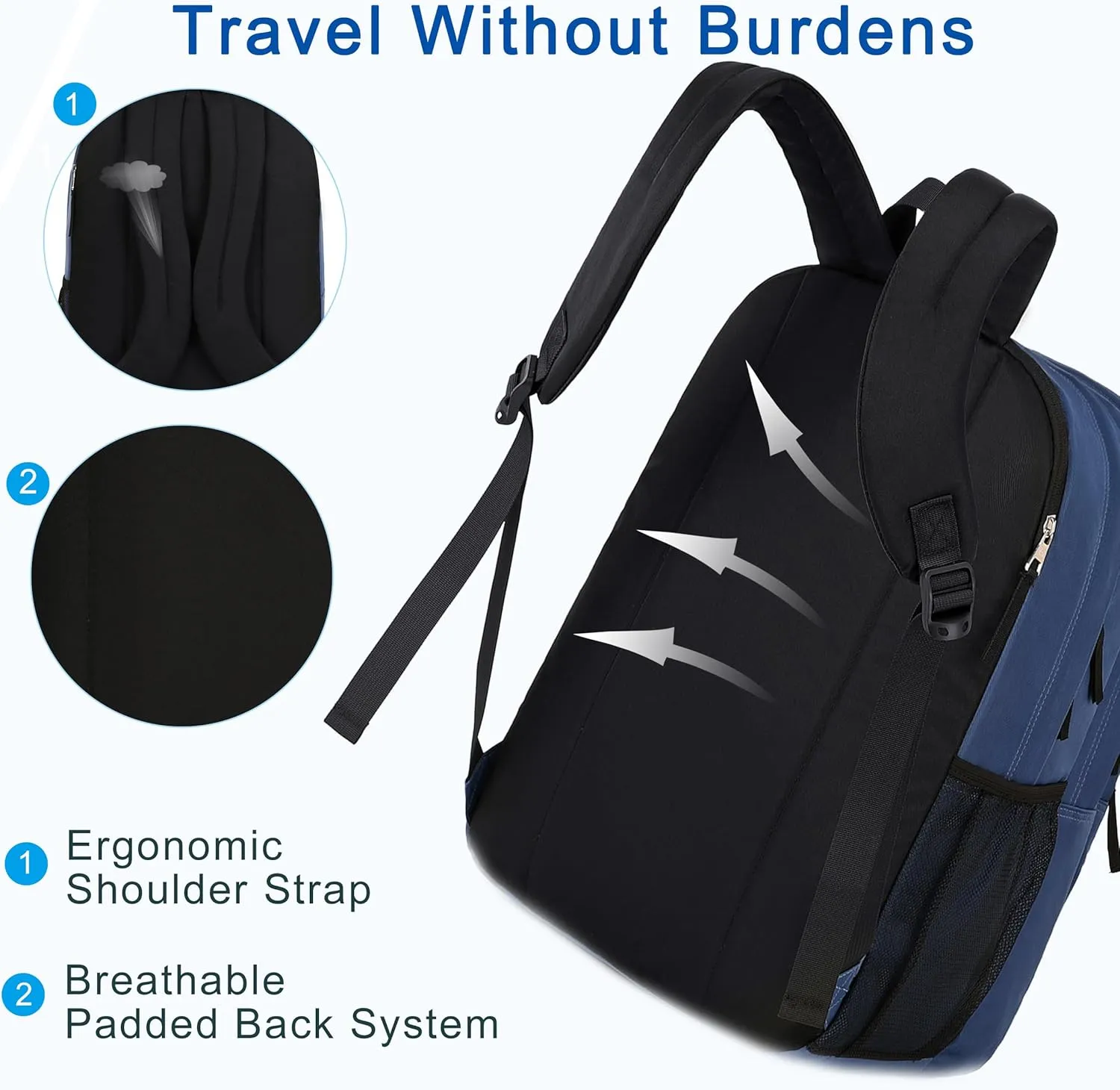 Laptop Backpack 17 inch for Women Men Large College Bookbags Waterpoof Work Business Travel Backpacks Kids School Bag for Girls Boys Students Teens Elementary Schoolbag Casual Daypack Sport -Blue