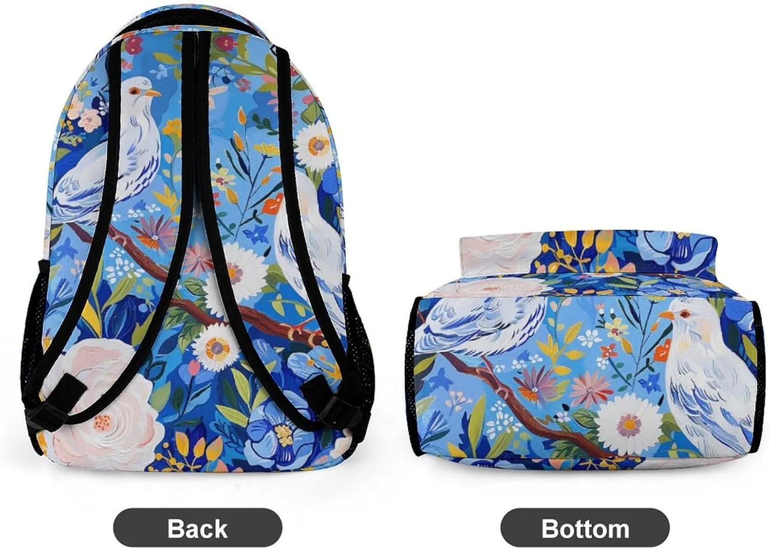 Laptop Backpack for Travel Daypack Computer Bag Work Flowers And White Birds Back Pack Nurse Bag for Hiking