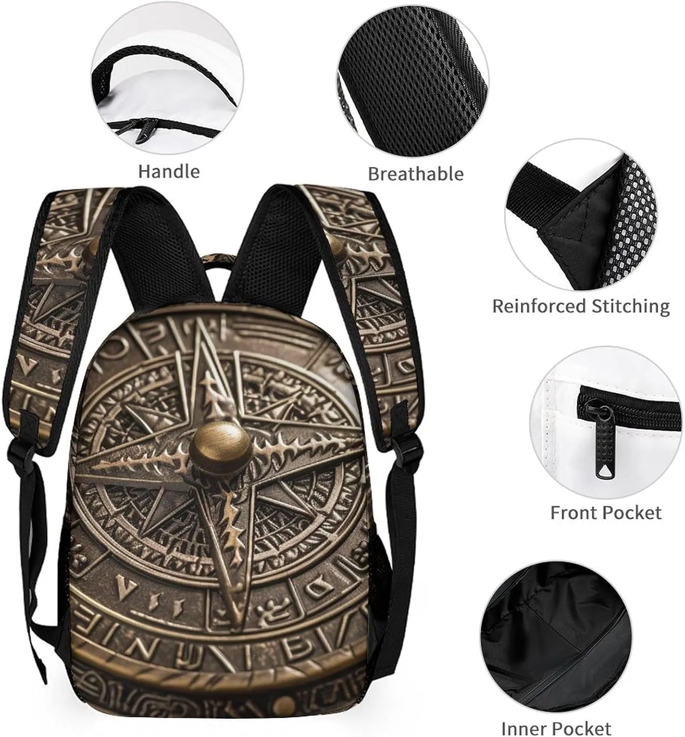 Laptop Backpack for Travel Daypack Computer Bag Work Magical Norse Runes Compass Back Pack Nurse Bag for Hiking