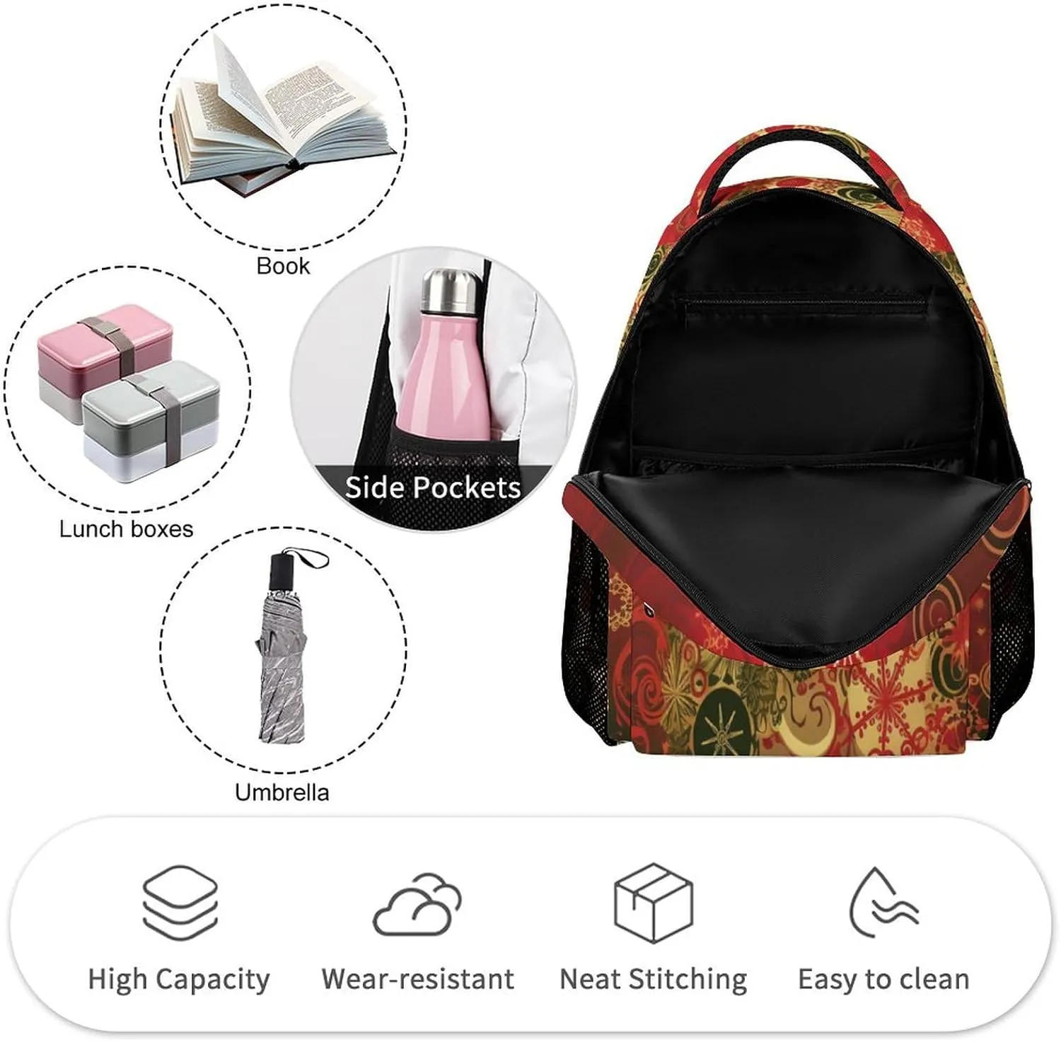 Laptop Backpack for Travel Daypack Computer Bag Work Merry Christmas Back Pack Nurse Bag for Hiking