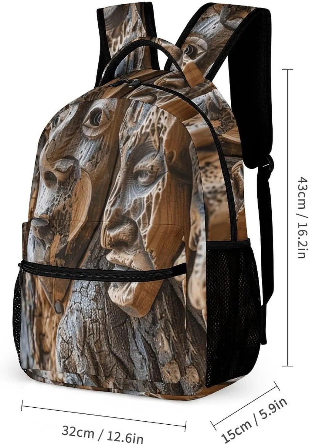 Laptop Backpack for Travel Daypack Computer Bag Work Wood Carving Texture Back Pack Nurse Bag for Hiking