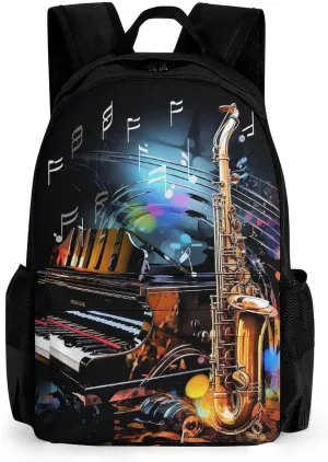 Laptop Backpack for Women Men Daypack Saxophone And Piano Backpacks Computer Bag Travel Laptop Bag Casual Work Bag