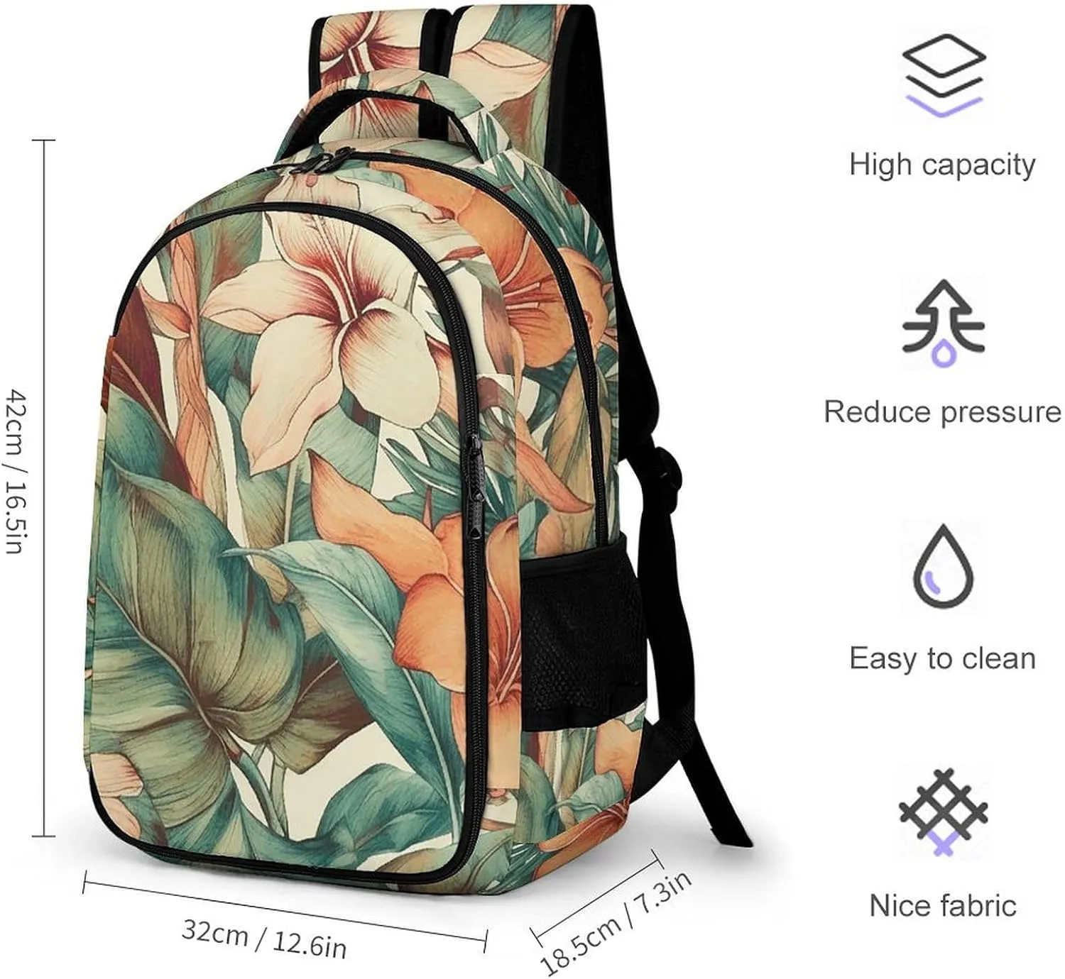 Laptop Backpack for Women Men Daypack Waterproof Botanical Watercolor Painting Computer Bag Business Work Bag for Travel