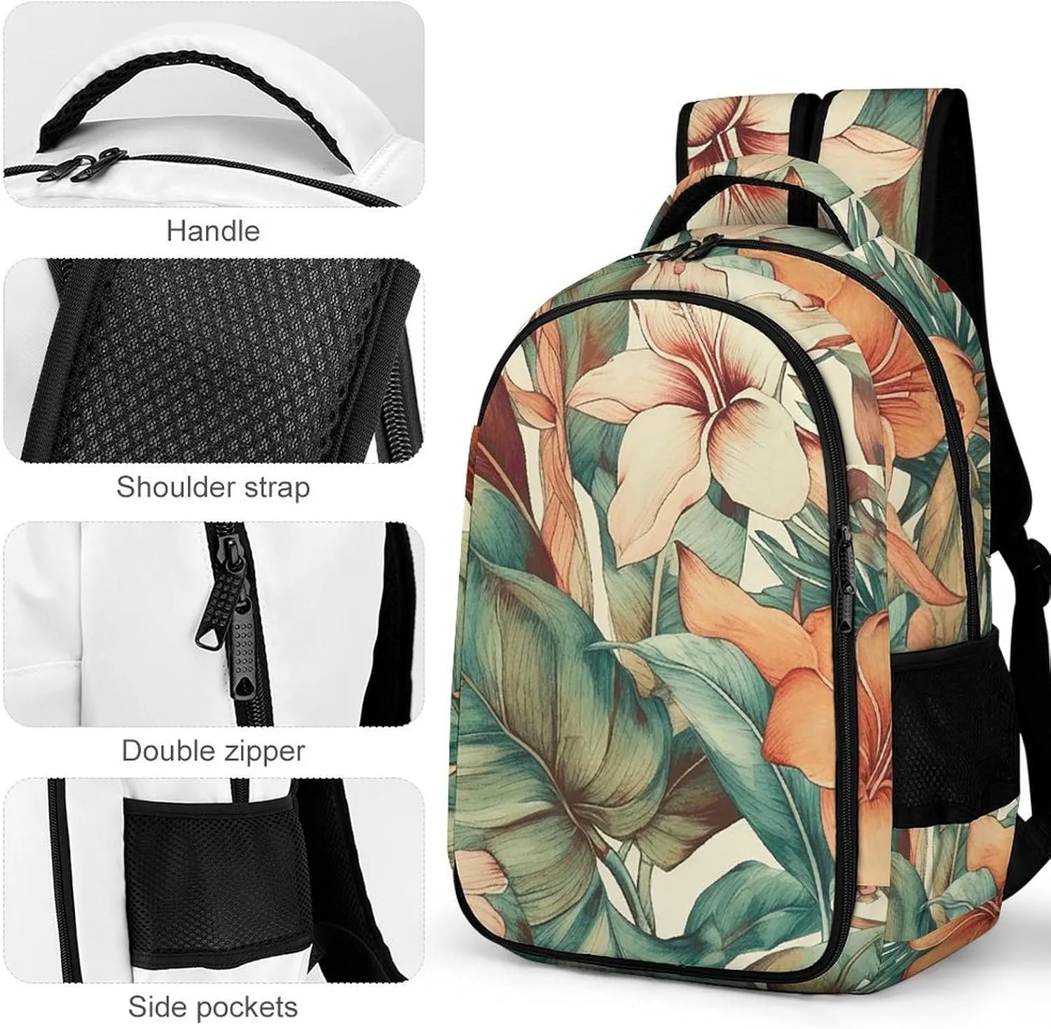 Laptop Backpack for Women Men Daypack Waterproof Botanical Watercolor Painting Computer Bag Business Work Bag for Travel