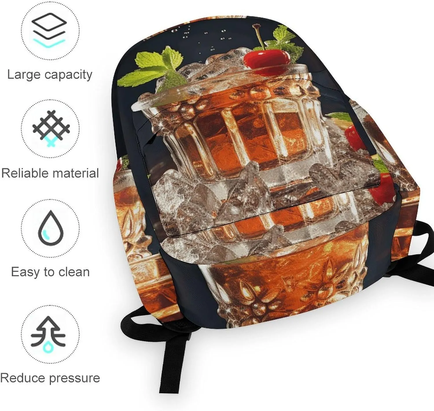 Laptop Backpack for Women Men Daypack Waterproof Classic Cocktail Computer Bag Business Work Bag for Travel