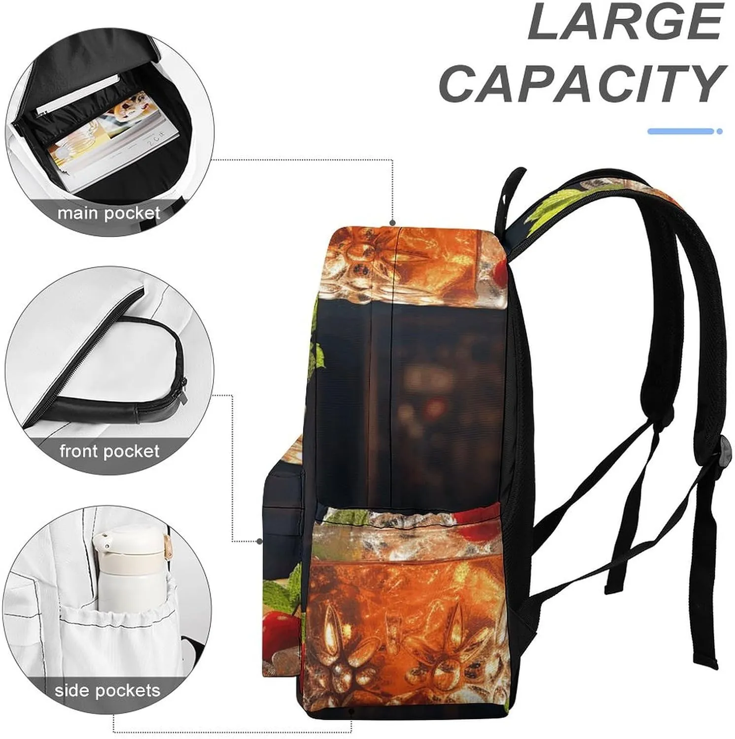 Laptop Backpack for Women Men Daypack Waterproof Classic Cocktail Computer Bag Business Work Bag for Travel