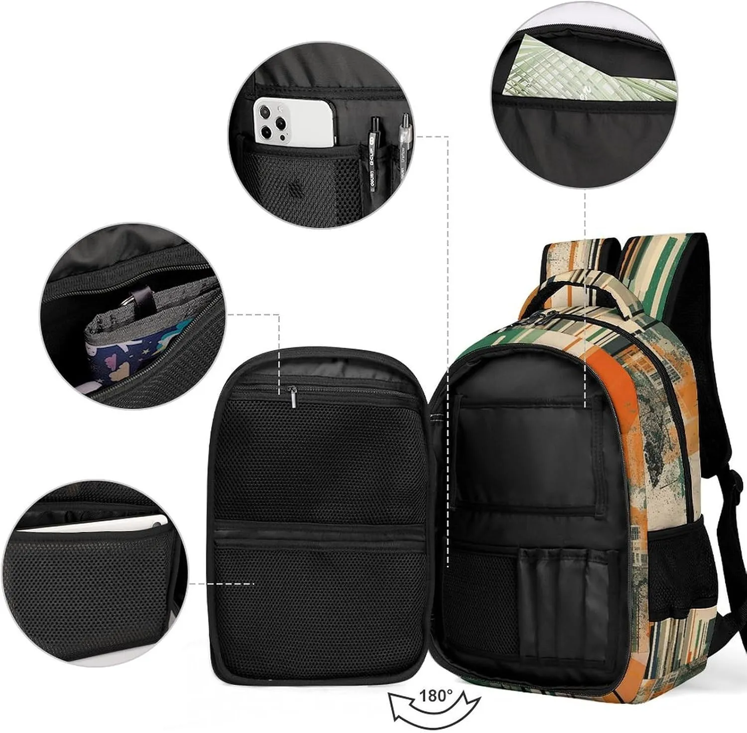 Laptop Backpack for Women Men Daypack Waterproof Complex Patterns Computer Bag Business Work Bag for Travel