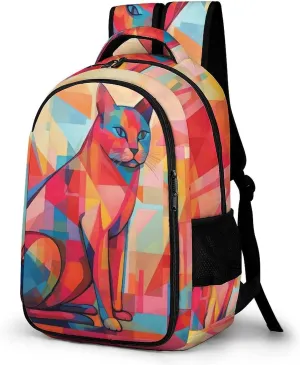 Laptop Backpack for Women Men Daypack Waterproof Mid Century Modern Art Cat Computer Bag Business Work Bag for Travel