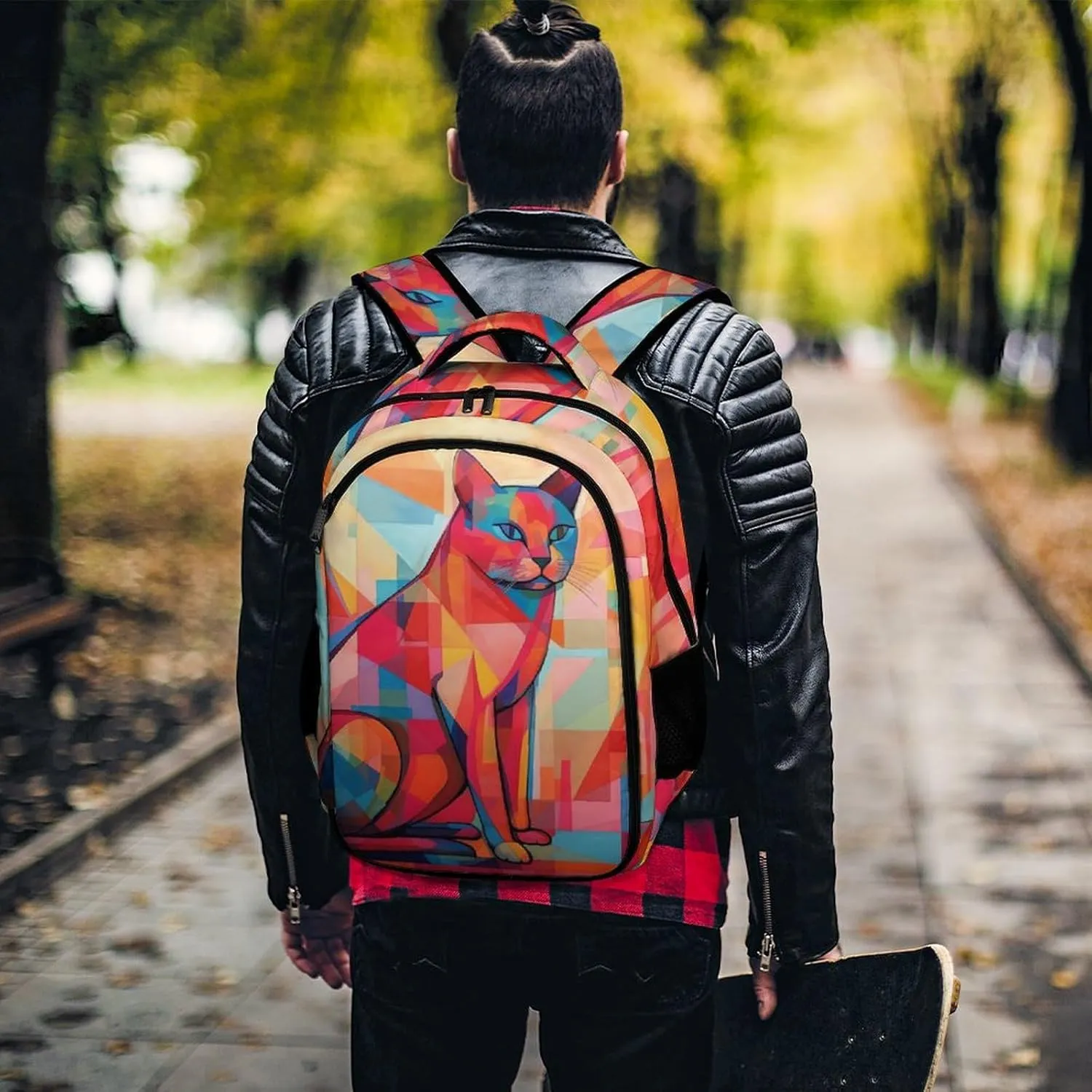 Laptop Backpack for Women Men Daypack Waterproof Mid Century Modern Art Cat Computer Bag Business Work Bag for Travel