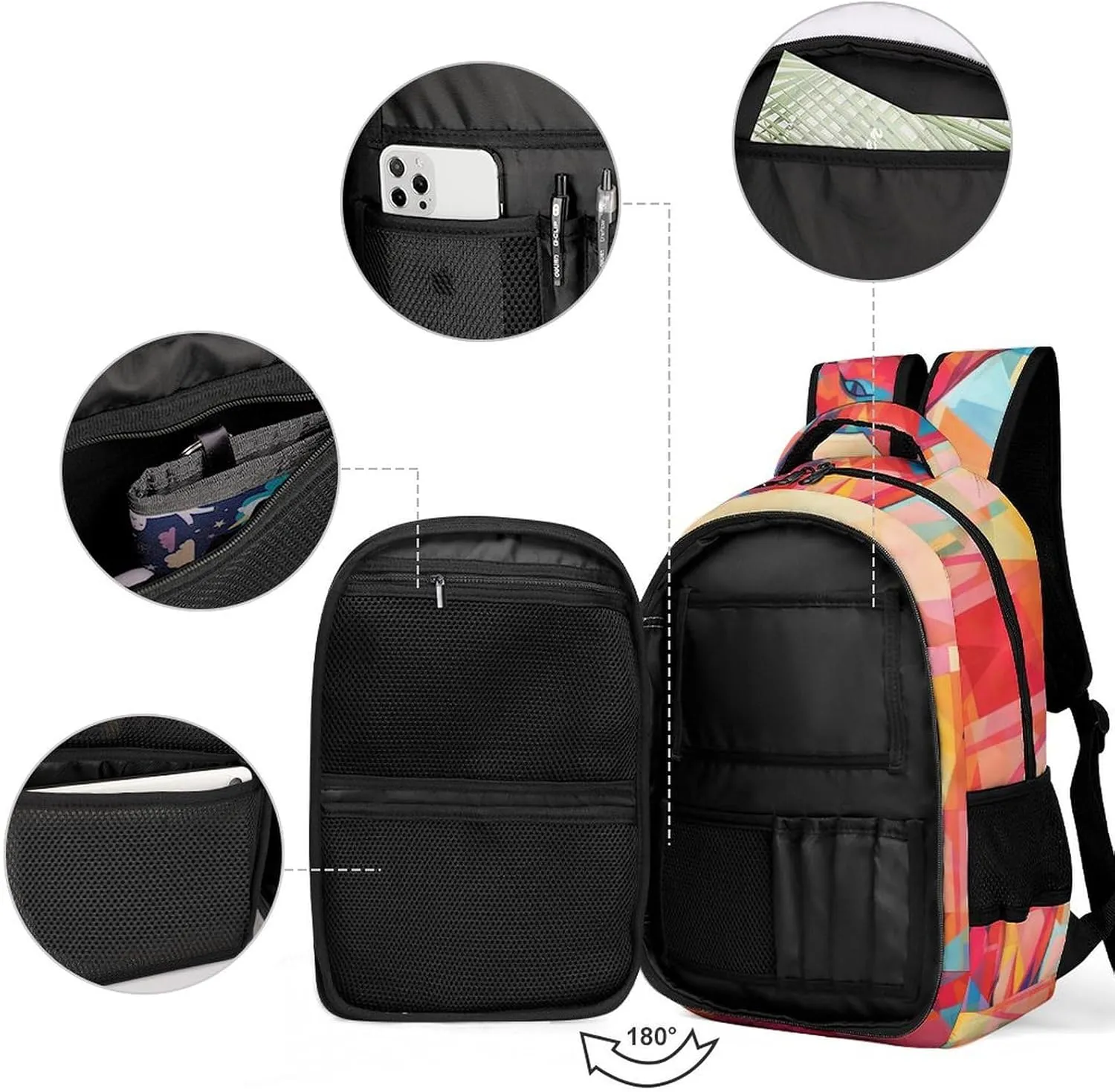 Laptop Backpack for Women Men Daypack Waterproof Mid Century Modern Art Cat Computer Bag Business Work Bag for Travel