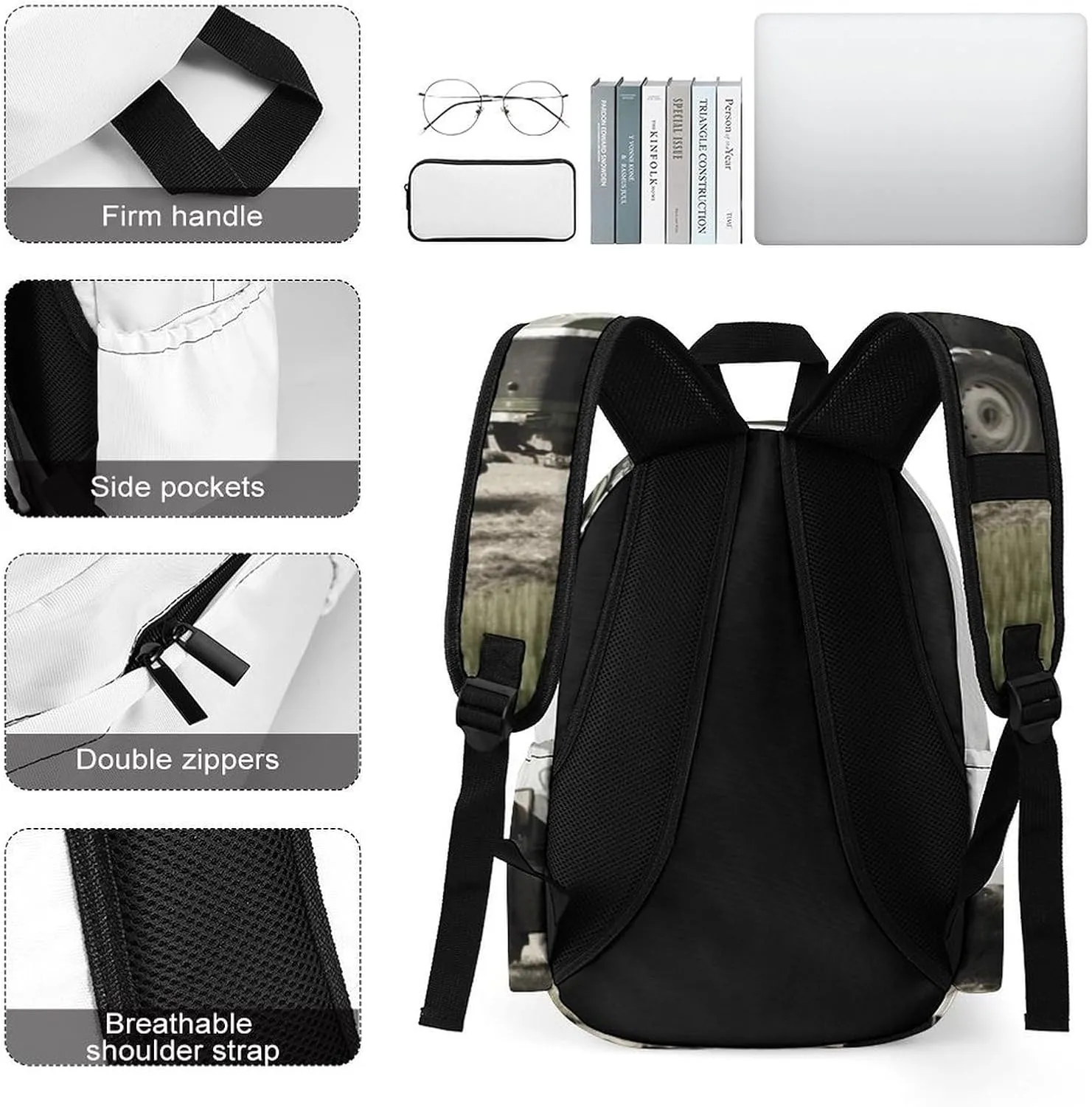 Laptop Backpack for Women Men Daypack Waterproof Tractor Agriculture Tranquil Computer Bag Business Work Bag for Travel