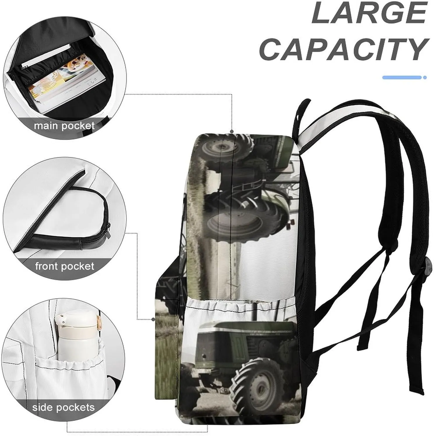 Laptop Backpack for Women Men Daypack Waterproof Tractor Agriculture Tranquil Computer Bag Business Work Bag for Travel