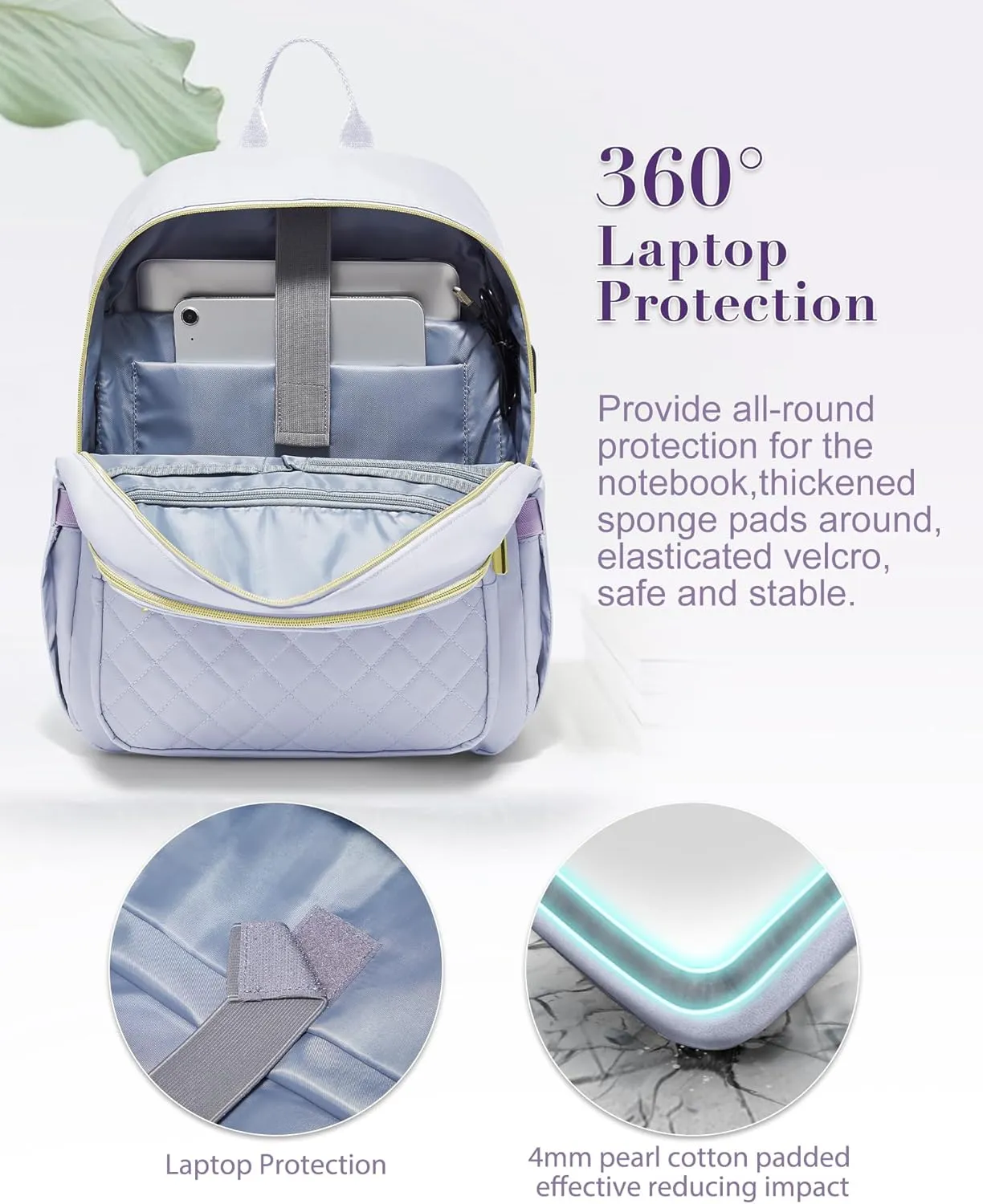 Laptop Backpack for Women Men,Waterproof Work Business Bags College Backpack Laptop Computer Bag Travel Backpack Purse for College, Business,Travel Fits 15.6 Inch Laptop Purple