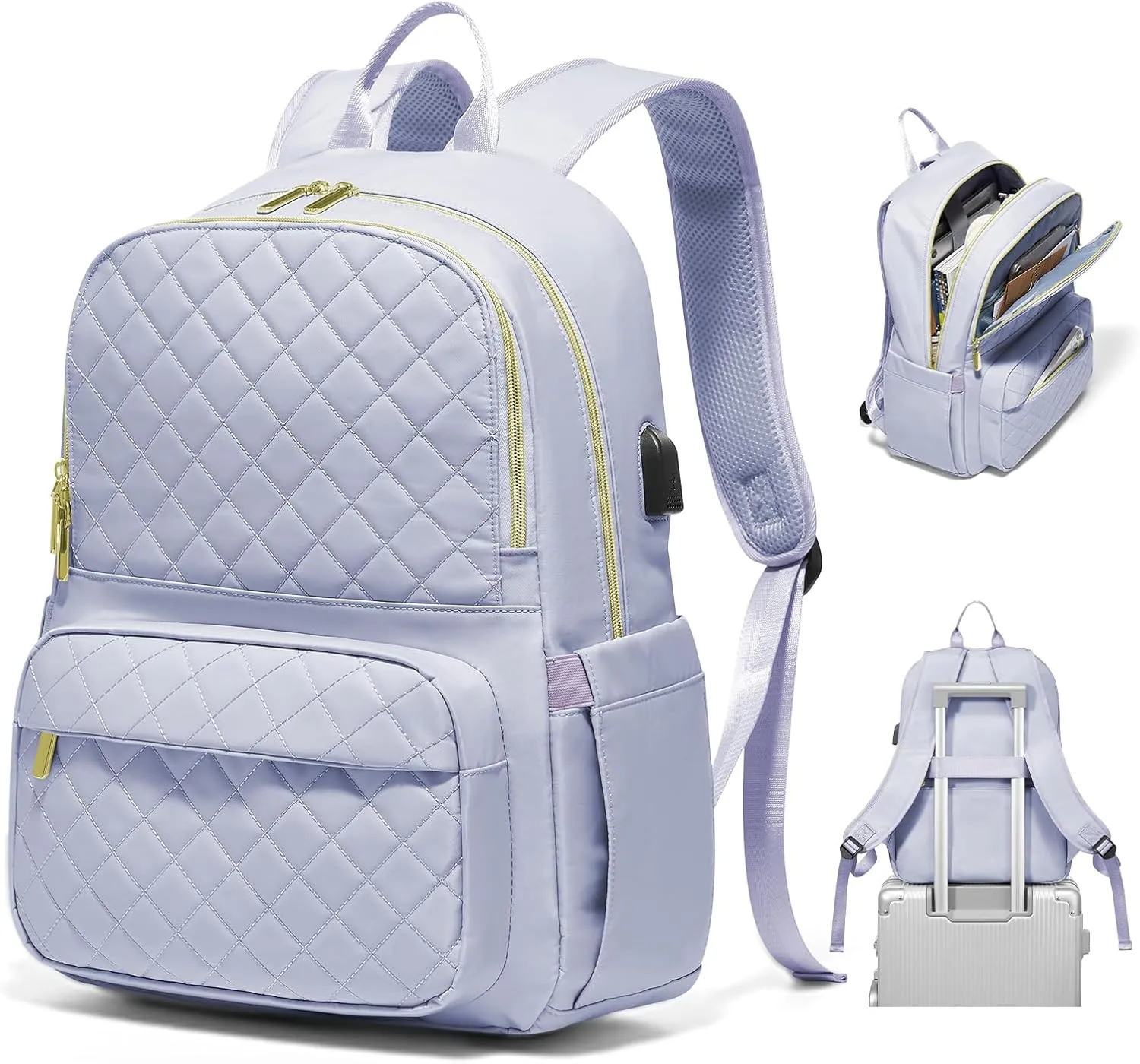Laptop Backpack for Women Men,Waterproof Work Business Bags College Backpack Laptop Computer Bag Travel Backpack Purse for College, Business,Travel Fits 15.6 Inch Laptop Purple