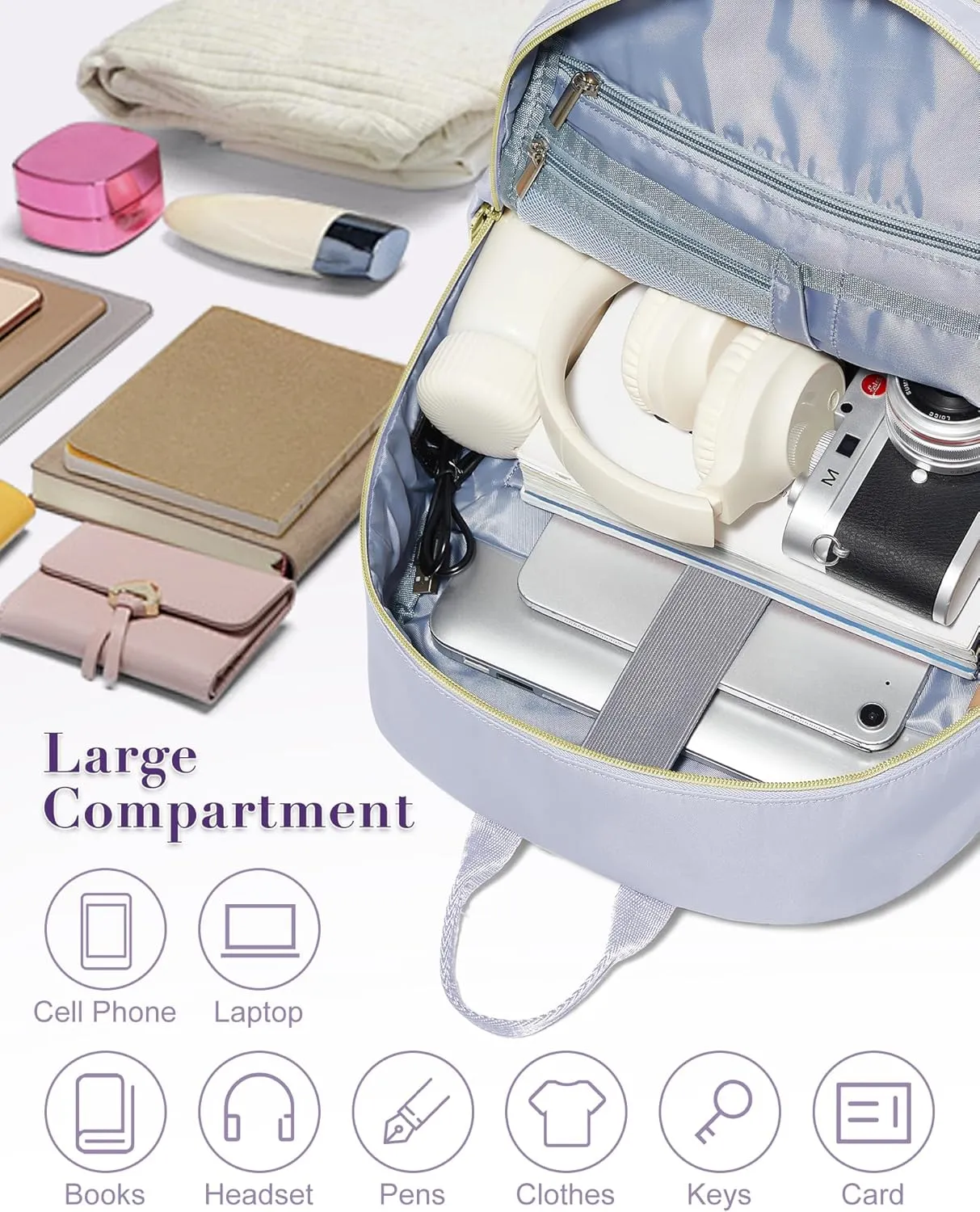 Laptop Backpack for Women Men,Waterproof Work Business Bags College Backpack Laptop Computer Bag Travel Backpack Purse for College, Business,Travel Fits 15.6 Inch Laptop Purple