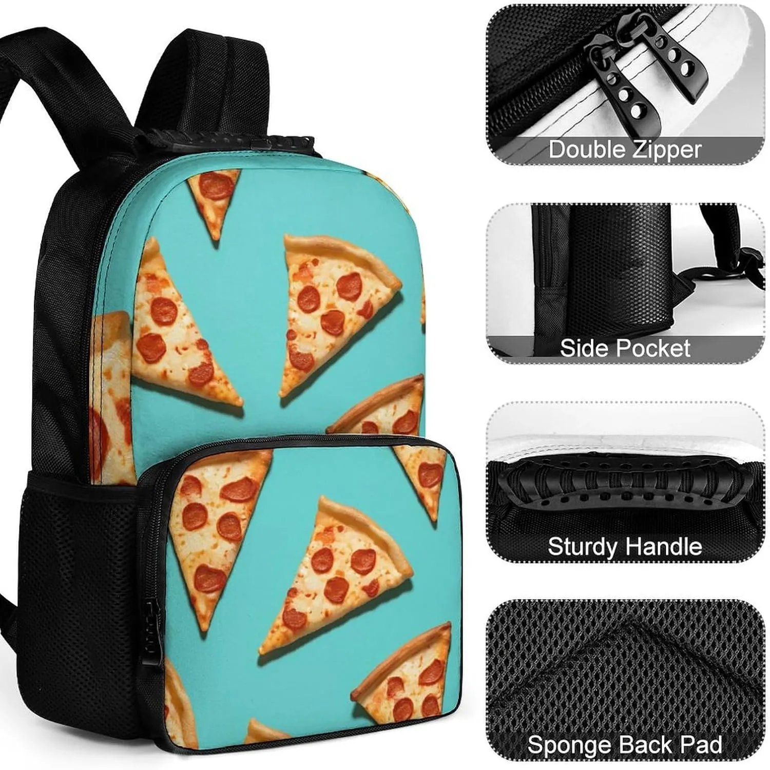 Laptop Backpack Green Pizza Slices Daypack Computer Bag Travel Laptop Bag Casual Nurse Bag for Women Men