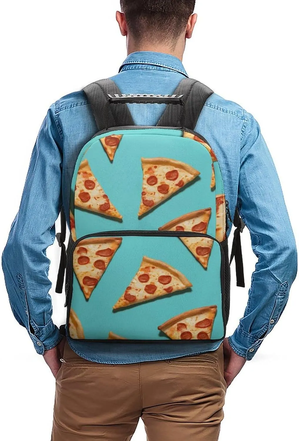Laptop Backpack Green Pizza Slices Daypack Computer Bag Travel Laptop Bag Casual Nurse Bag for Women Men