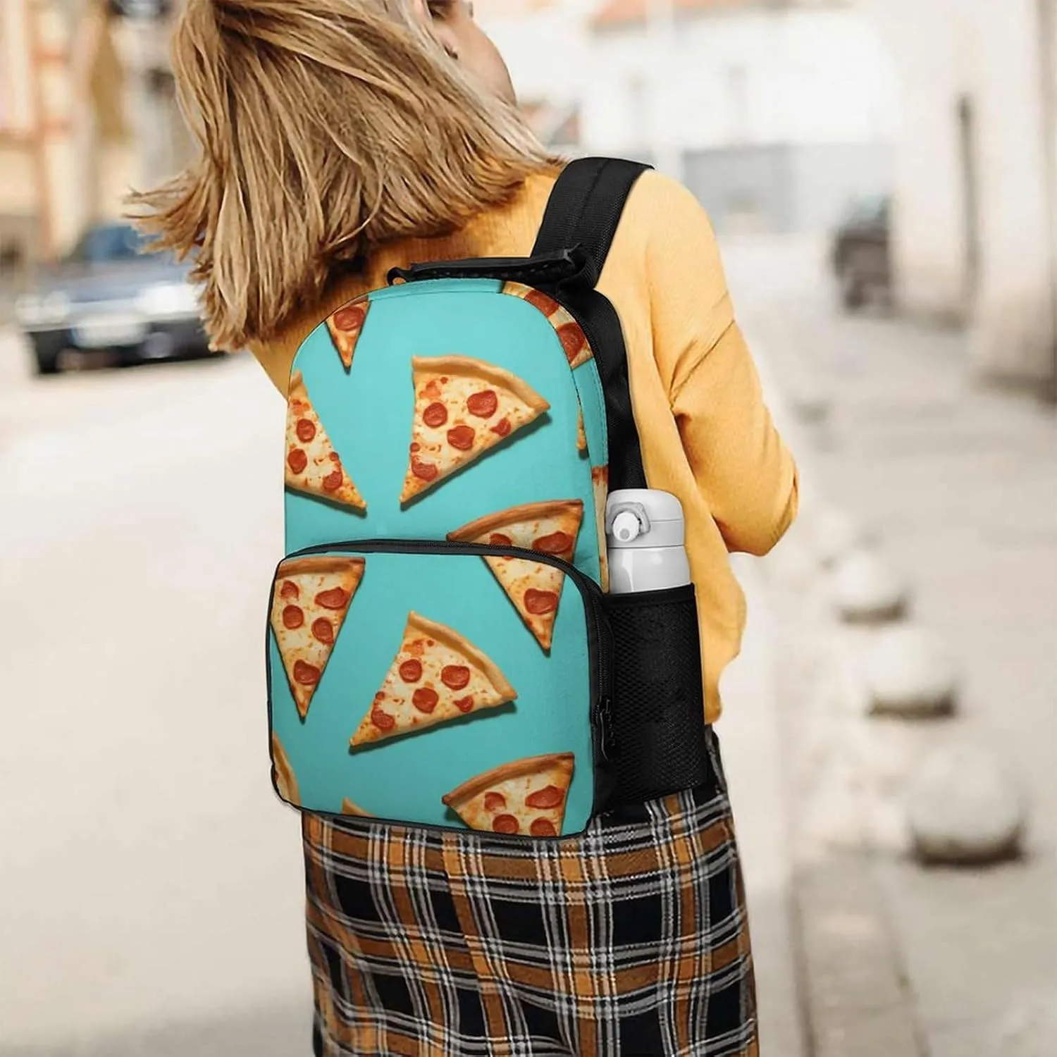 Laptop Backpack Green Pizza Slices Daypack Computer Bag Travel Laptop Bag Casual Nurse Bag for Women Men