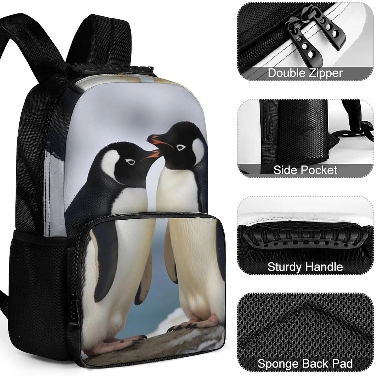 Laptop Backpack I Love Penguins Daypack Computer Bag Travel Laptop Bag Casual Nurse Bag for Women Men
