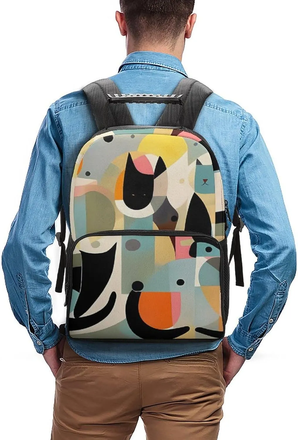 Laptop Backpack Mid Century Modern Art Cat Daypack Computer Bag Travel Laptop Bag Casual Nurse Bag for Women Men