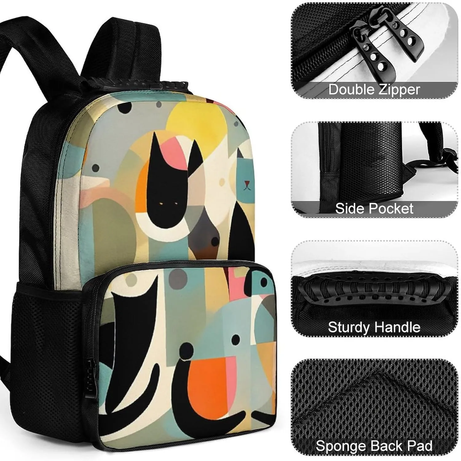 Laptop Backpack Mid Century Modern Art Cat Daypack Computer Bag Travel Laptop Bag Casual Nurse Bag for Women Men