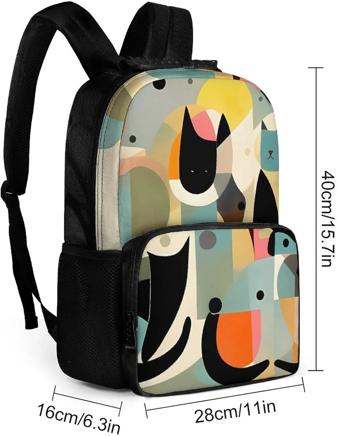 Laptop Backpack Mid Century Modern Art Cat Daypack Computer Bag Travel Laptop Bag Casual Nurse Bag for Women Men
