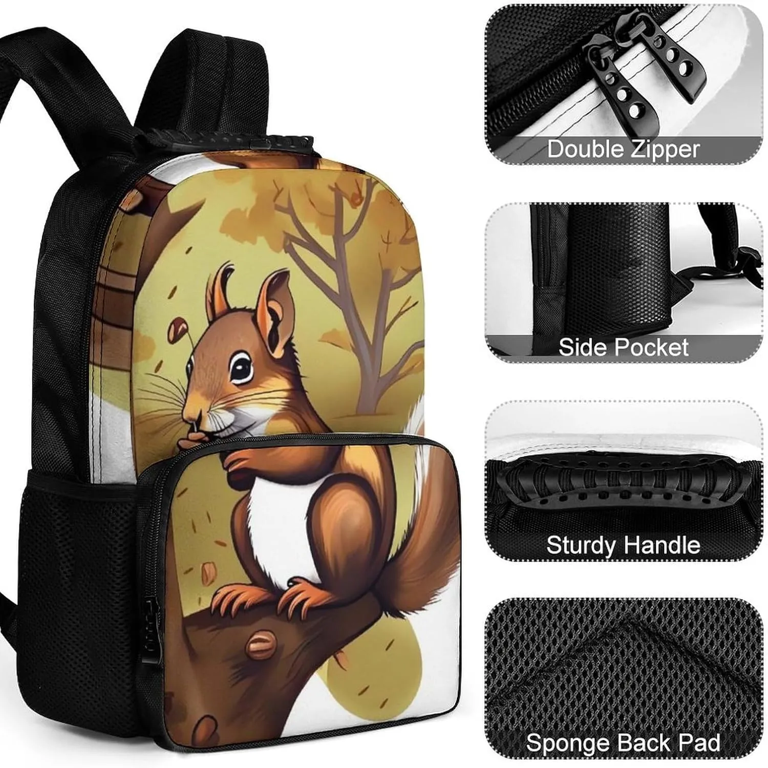 Laptop Backpack Nut Eating Animal Daypack Computer Bag Travel Laptop Bag Casual Nurse Bag for Women Men