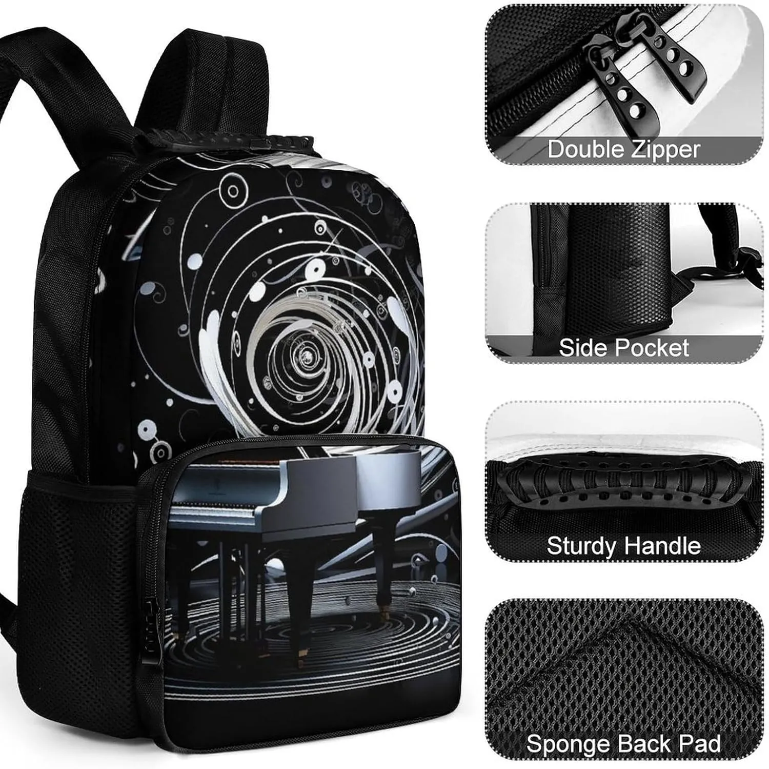 Laptop Backpack Spiral Piano Daypack Computer Bag Travel Laptop Bag Casual Nurse Bag for Women Men