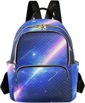Laptop Backpack Women Travel Work Womens Backpack with Large Capacity Quilted College Bags Casual Daypack Fashion Backpack Sparkling Meteor Blue Purple