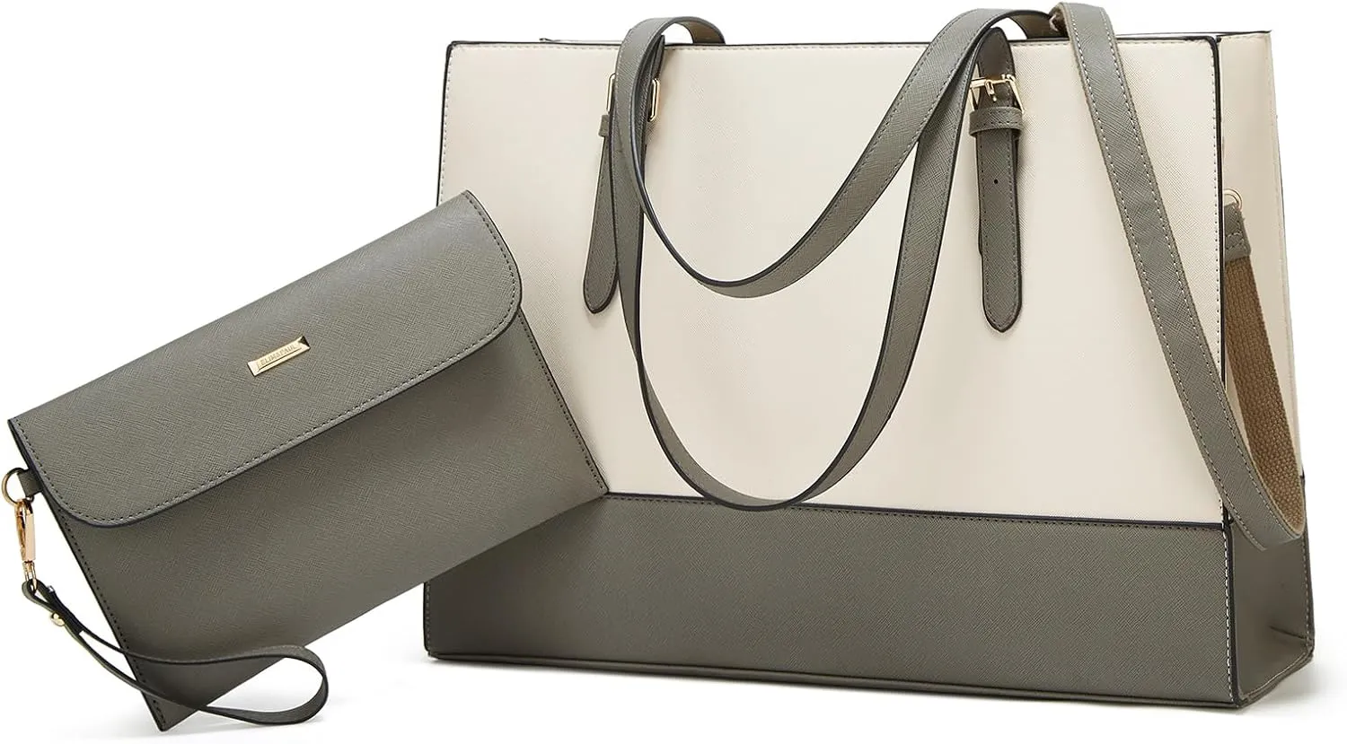 Laptop Bag for Women 15.6 inch Laptop Tote Bag Leather Classy Computer Briefcase for Work Waterproof Handbag 2pcs Set