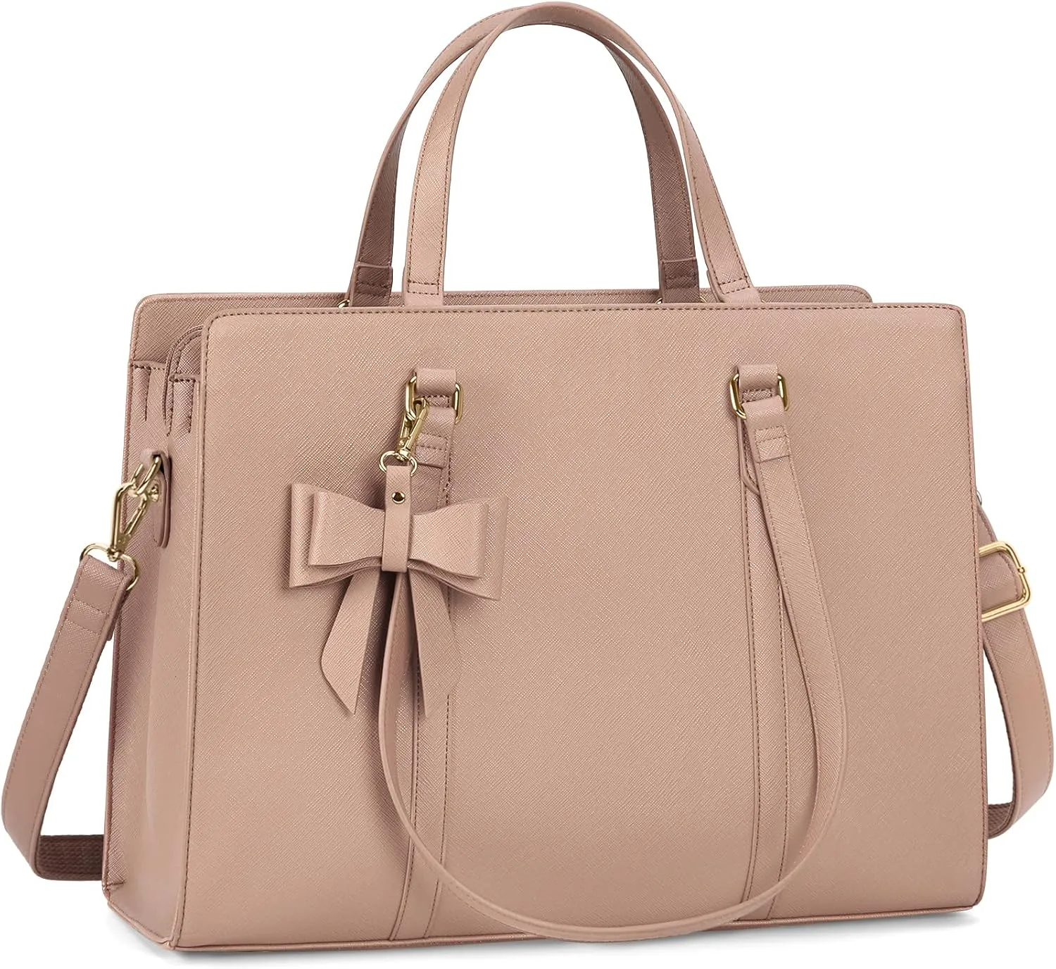 Laptop Bag for Women 15.6 inch Laptop Tote Bag Waterproof Leather Computer Bag Large Lightweight Briefcase Professional Business Office Work Bag Khaki