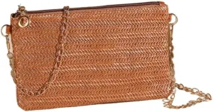 Large capacity Bag Spring And Summer Minimalist Chain Square Bag Casual Straw Element Shoulder Messenger Bag Ladies shoulder Bag(Brown)