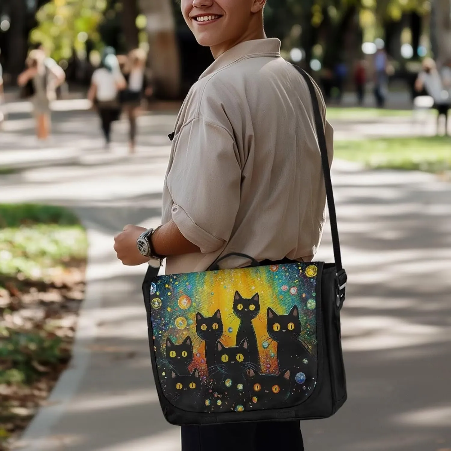 Large Flapover Bag, Messenger bag with Adjustable Shoulder Strap Crossbody Bag Multi-Pocket Messenger Bag