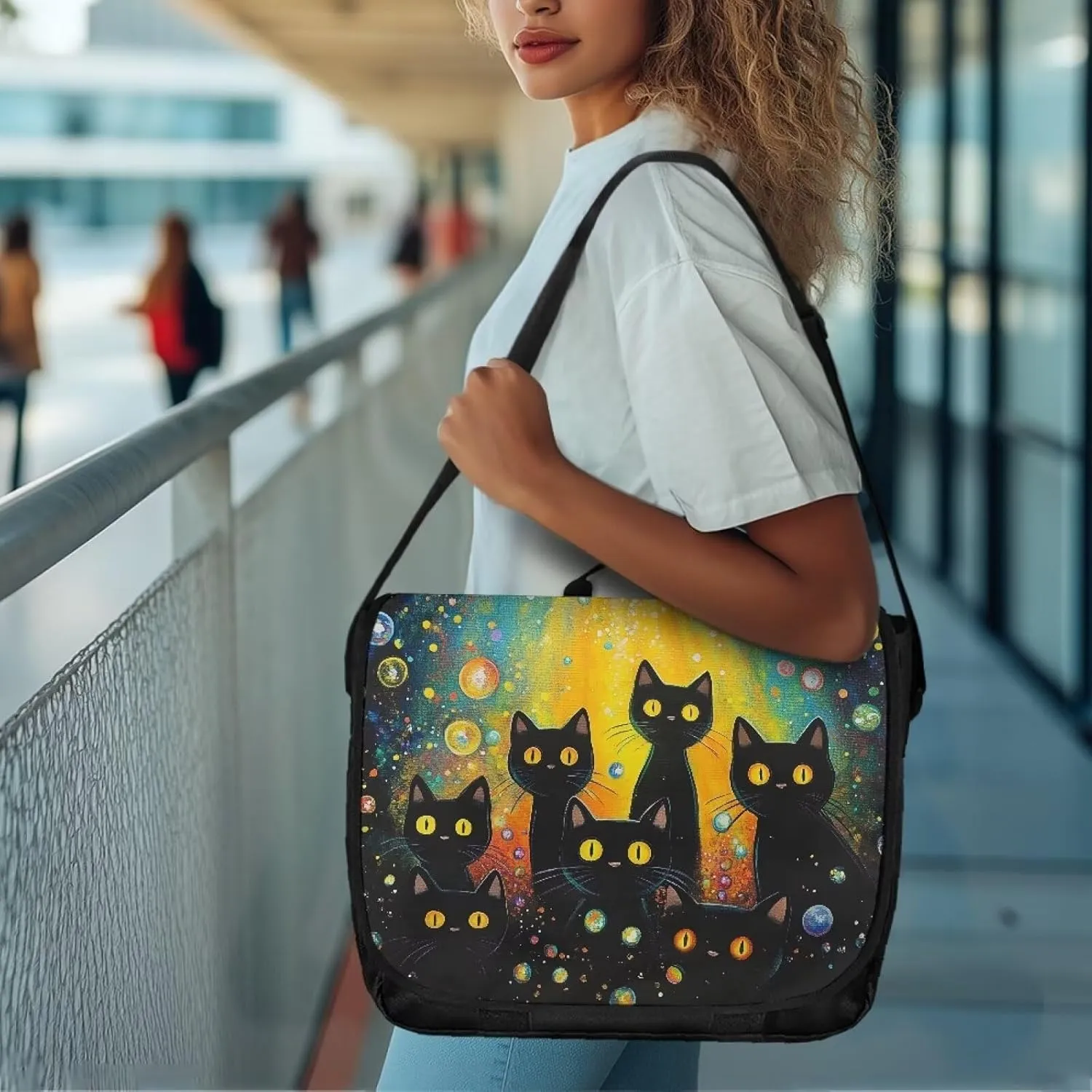 Large Flapover Bag, Messenger bag with Adjustable Shoulder Strap Crossbody Bag Multi-Pocket Messenger Bag