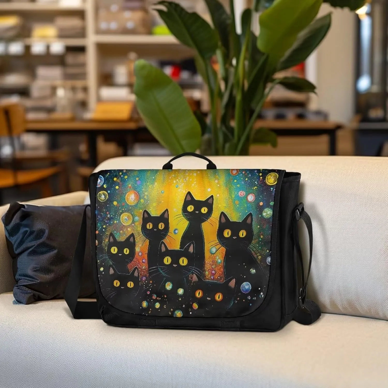 Large Flapover Bag, Messenger bag with Adjustable Shoulder Strap Crossbody Bag Multi-Pocket Messenger Bag