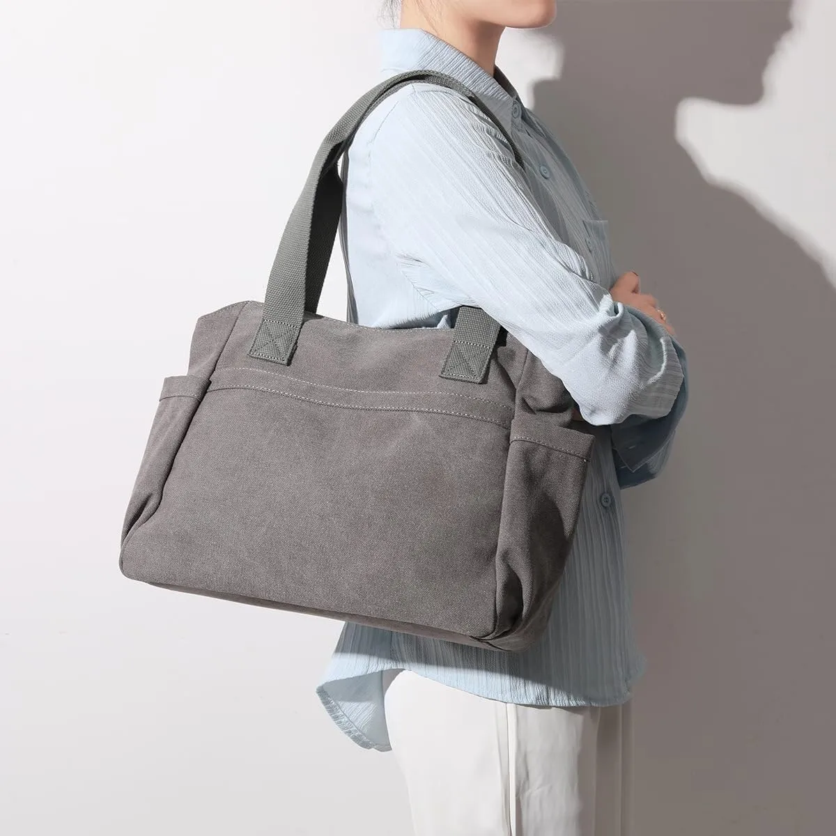 Large Handbags for Women Shoulder Hobo Purse Multi-Pockets for Travel, Gym, Shopping, Work Canvas Tote