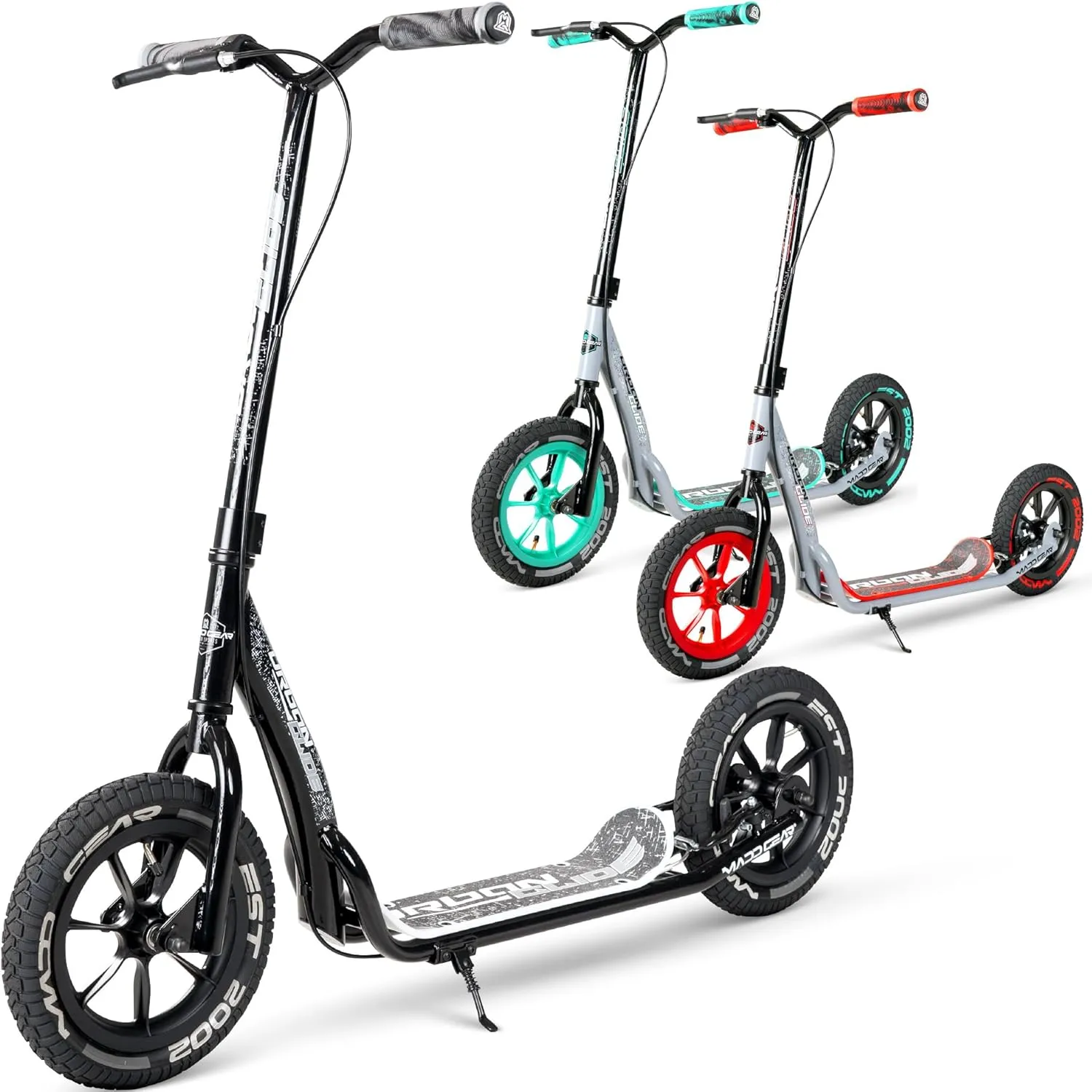 Large Kick Scooter for Adults, Teens & Kids 8-12 with Kickstand – 12" Air-Filled Tires, Wide Deck, Lightweight Steel Frame – Madd Gear Urban Glide