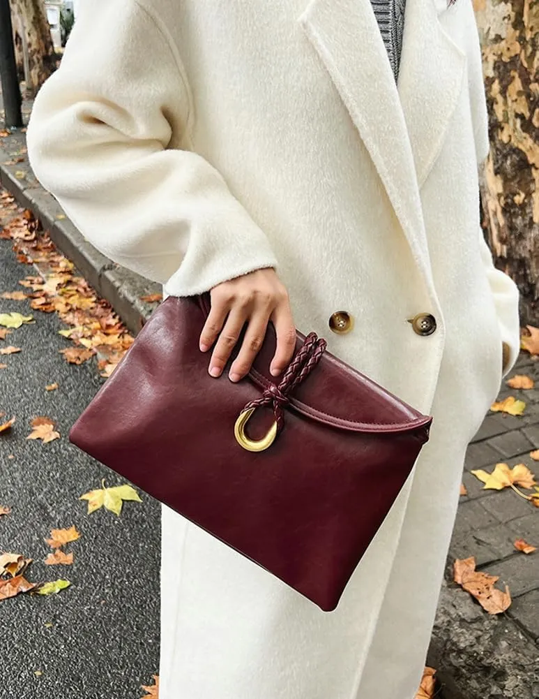 Large Shoulder Bag Clutch for Women Soft Leather Envelope Bag Crossbody Bag Vintage Handbag Messenger Bag Work Shoulder Purse