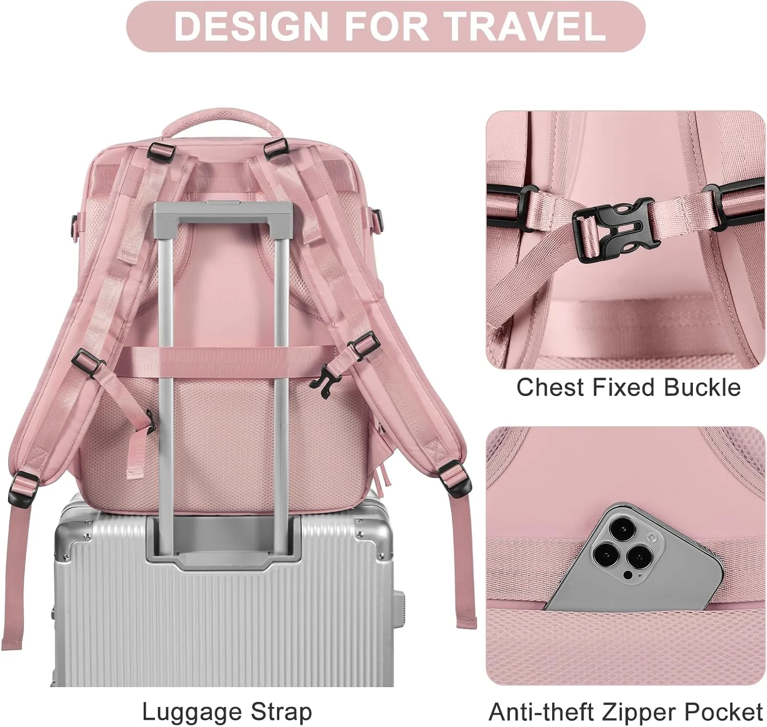 Large Travel Backpack for Women Airline Approved Carry on Backpack for Airplanes Mochila De Viaje Personal Item Travel Bag Spirit Airlines Personal Item Bag 18x14x8 Backpack for Traveling on Airplane
