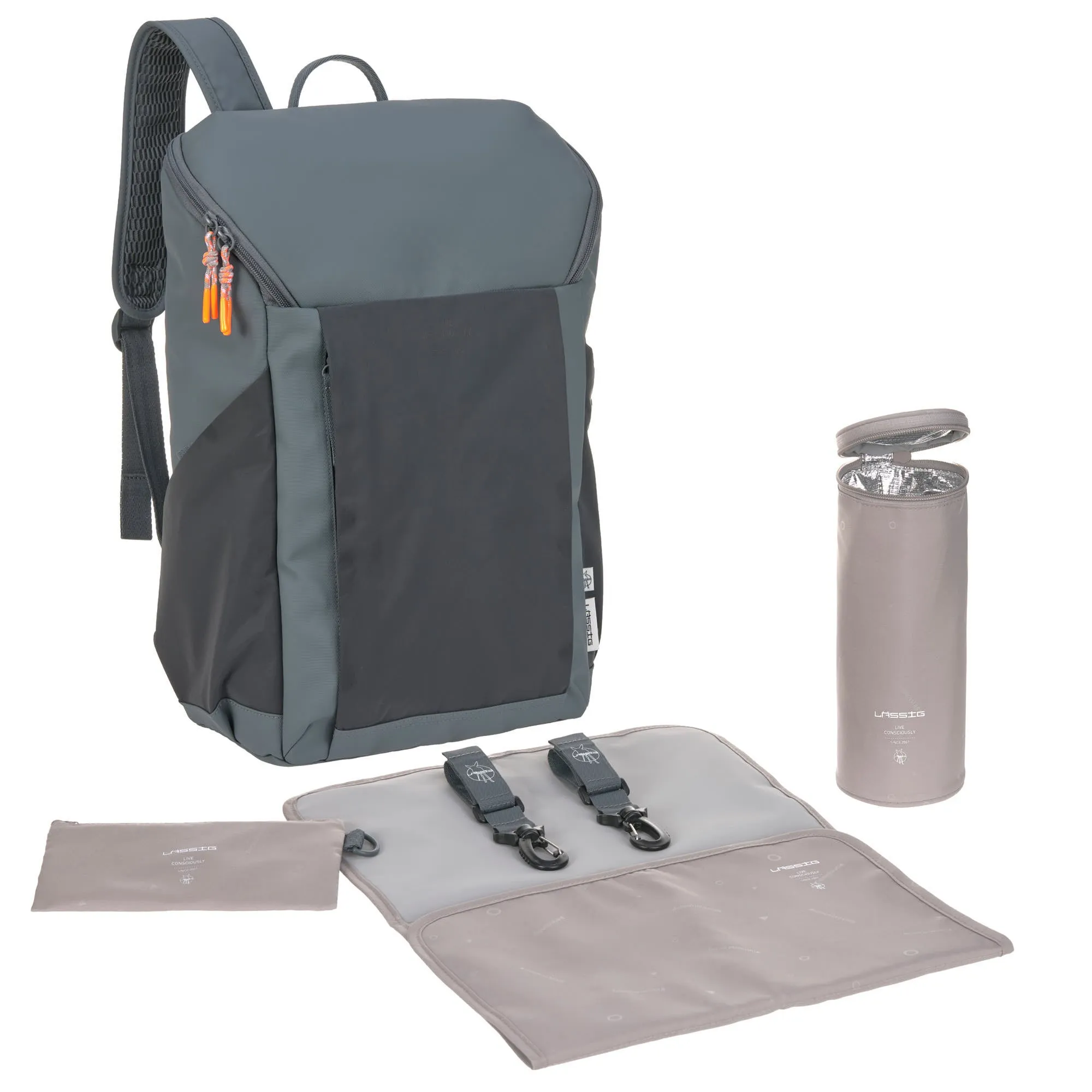 Lassig Slender Up Nappy Backpack - Reflective Anthracite